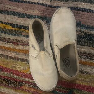 Vans Womens Cream Slip-On Sneakers